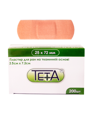 Пластир для ран на тканинній основі Teta®, розмір 2,5х7,2см